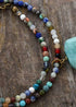 Boho Necklace, Choker Necklace, Mix Natural Stone Beads, Pendant